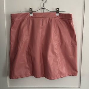 Pink Bubblegum Faux Leather High Waisted Pastel Mini Skirt NWT Size 2XL Shein